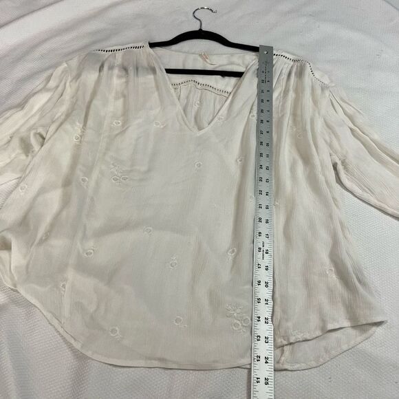 Free People White Floral Eyelet V Neck Top - Picture 7 of 7